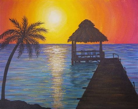 Easy Sunset Ocean Seascape Acrylic Painting Tutorial | Summer Beginner Lesson | How to Paint W ...