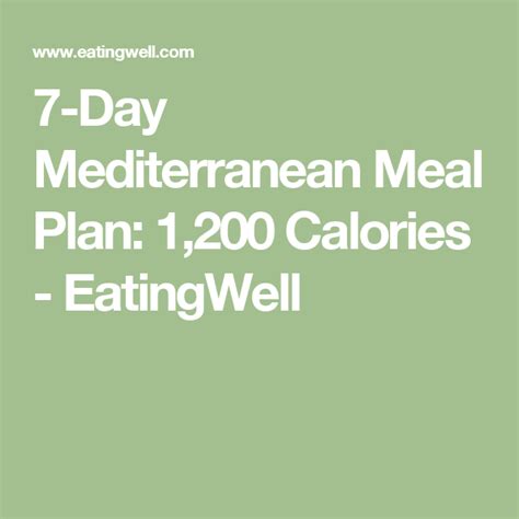 7-Day Mediterranean Meal Plan: 1,200 Calories | Mediterranean diet meal plan, Mediterranean diet ...