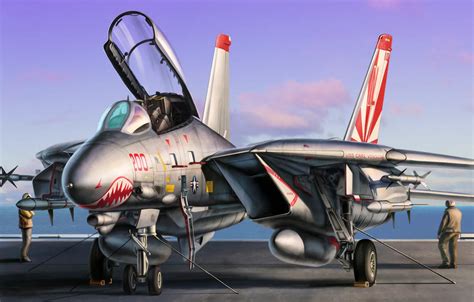 Обои war, art, painting, jet, F-14 Tomcat картинки на рабочий стол ...