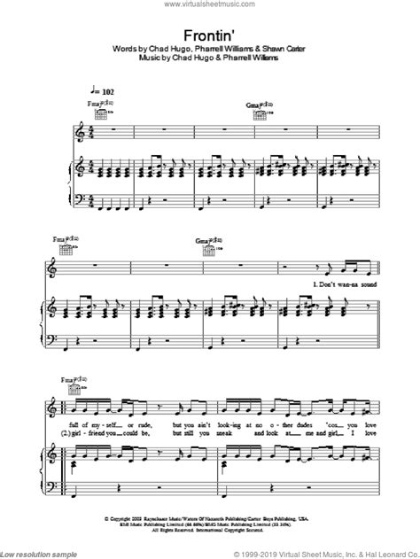 Frontin' sheet music for voice, piano or guitar (PDF)