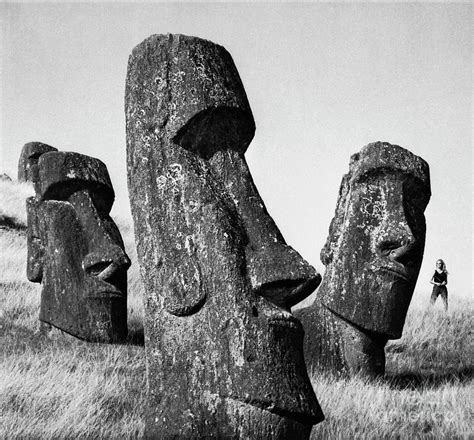 Moa Statues Near Quarry On Easter Island Photograph by Bettmann - Fine ...