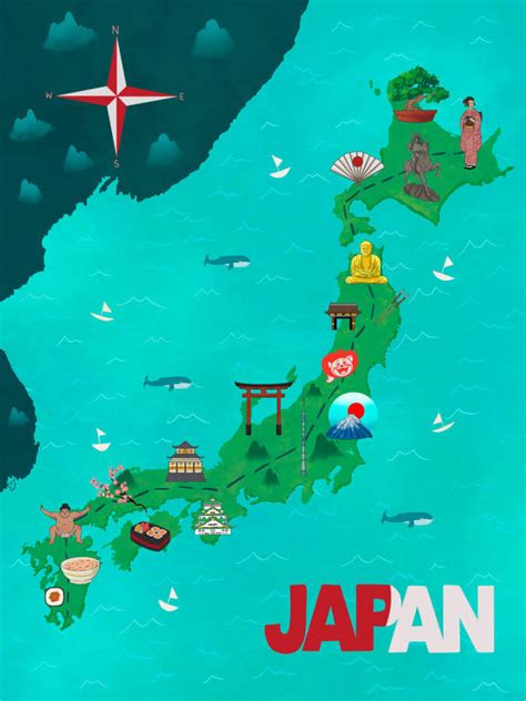 Japan Map Art Poster - Winter Museo