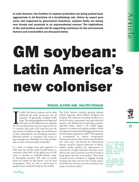 (PDF) GM soybean: Latin America's new coloniser