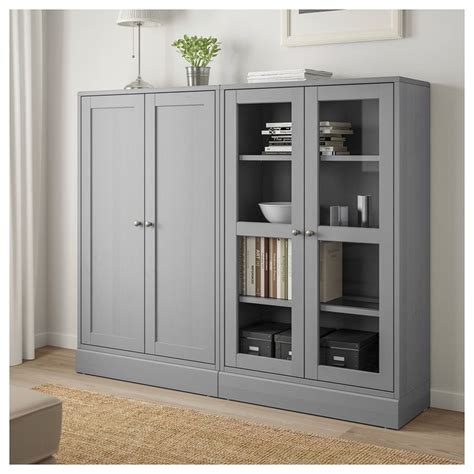 IKEA - HAVSTA Storage combination w/glass doors gray | Storage cabinets ...