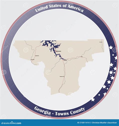 Map of Towns County in Georgia Stock Vector - Illustration of rivers, infographic: 215811414