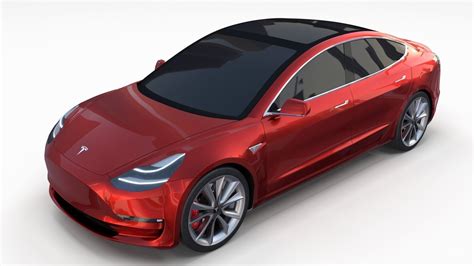 3D Tesla Model 3 Red | CGTrader