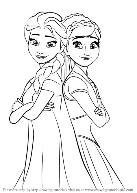 How to Draw Elsa and Anna from Frozen Fever (Frozen Fever) Step by Step ...