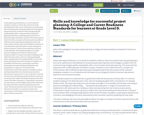 Skills and knowledge for successful project planning: A College and Career Readiness Standards ...