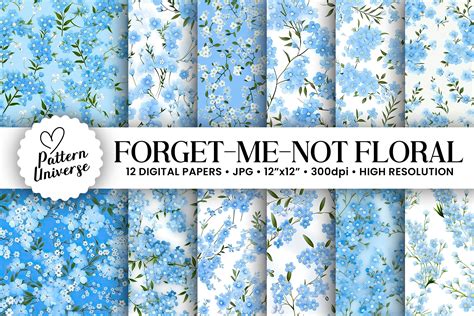 Forget Me Not Blue Floral Patterns Graphic by Pattern Universe ...