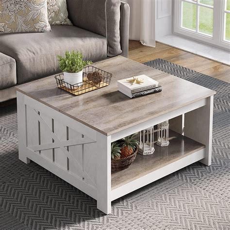 YITAHOME Coffee Table with Storage,Square Wood Modern Rustic Coffee ...