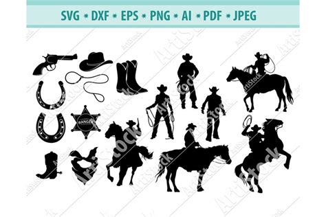 Cowboy SVG, Cowboy Clipart Svg, Western Svg, Dxf, Png, Eps