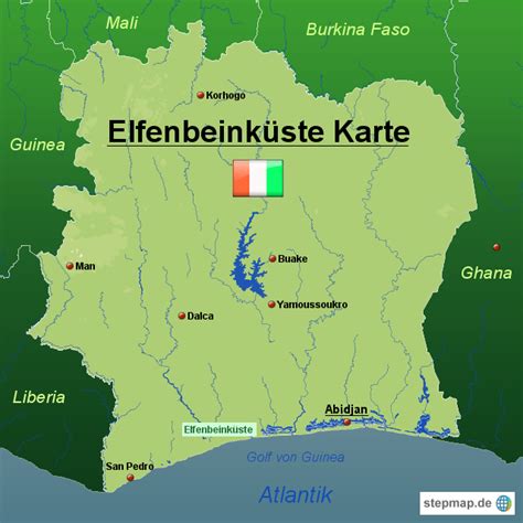 StepMap - Elfenbeinküste Karte - Landkarte für Elfenbeinküste