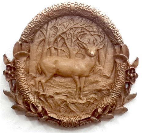 Deer Plaque 16x16 Unique Wood Carving – Tenott Designs