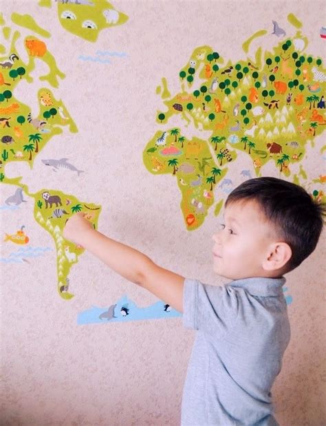 World Map Wall Decal World Map for Kids World Map Sticker | Etsy