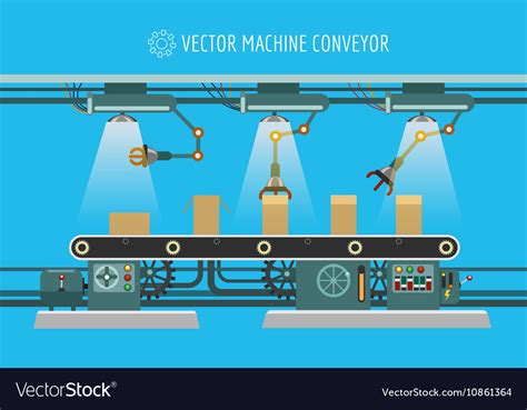 Machinery industrial factory conveyor belt Vector Image