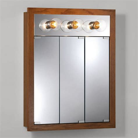 Jensen Medicine Cabinet Granville Tri-View 3-Light 24W x 30H in. Surface Mount Medicine Cabinet ...