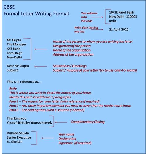 Formal Letter and Informal Letter Format and Examples - CBSE | Formal letter writing, Letter ...