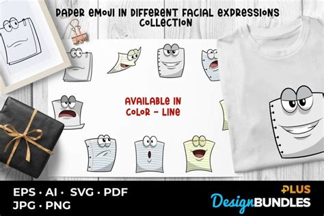 Paper Emoji In Different Facial Expressions Collection