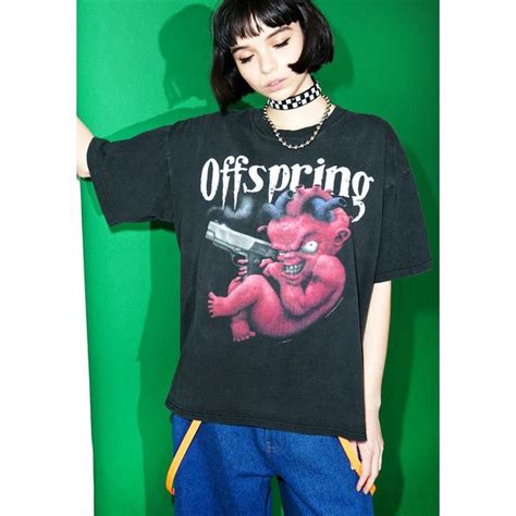 Vintage 90s Offspring Band Tee ($150) liked on Polyvore featuring tops, t-shirts, blue top ...