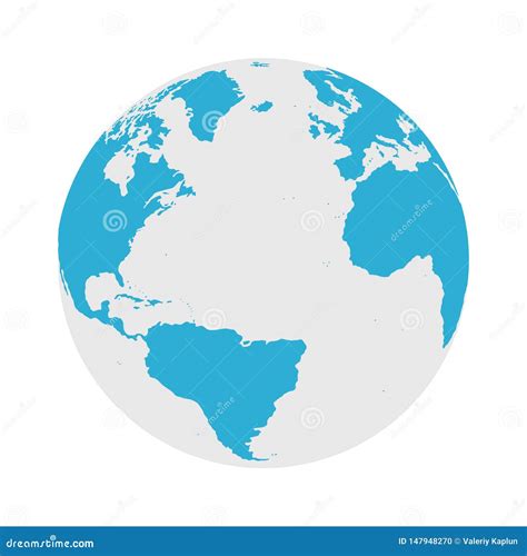 Globe Icon - Round World Map Flat Vector Stock Illustration - Illustration of australasia, gray ...