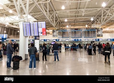 Athens, Greece. Inside the departures terminal of Athens International ...