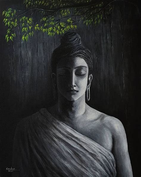 Black budha Painting | Buddha painting canvas, Budha painting, Buddha art drawing