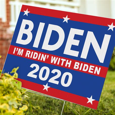 Biden Ridin' with 2020 Political Yard Sign - 24 x 18 inch - Trophy Depot