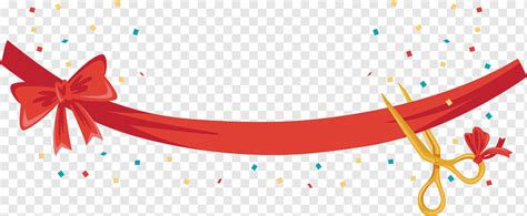 Red ribbon illustration, Grand opening ceremony, text, banner, design png | PNGWing