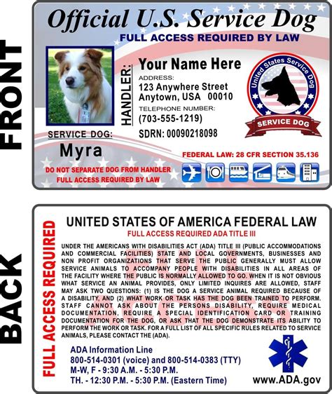 Buy Service Dog ID Card Custom Printed Holographic Identification - Free Zip-Lock Pouch Included ...