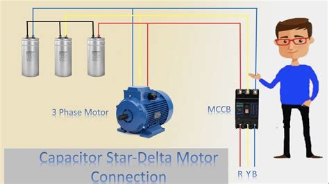 3 Phase Motor Capacitor Star Delta Connection | Motor | Star connection | Delta Connection - YouTube