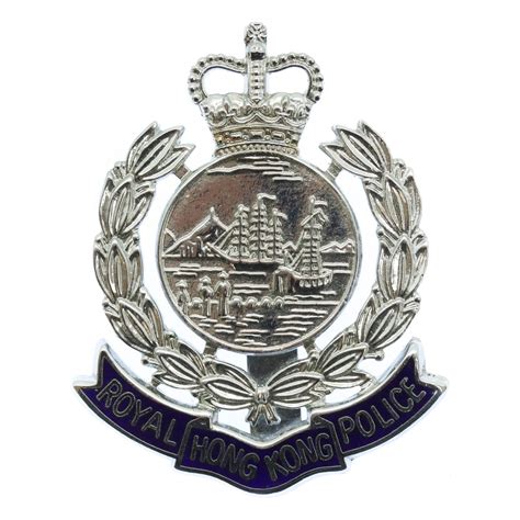 Royal Hong Kong Police Enamelled Cap Badge - Queen's Crown