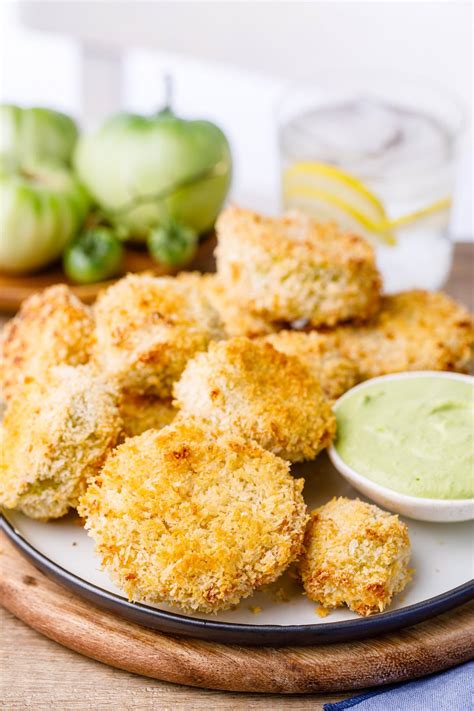 Baked Fried Green Tomatoes with Avocado Garlic Aioli - Nurtured Homes