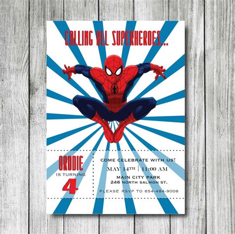 Spiderman Birthday Invitation Superheroes Birthday Invitation Printable ...