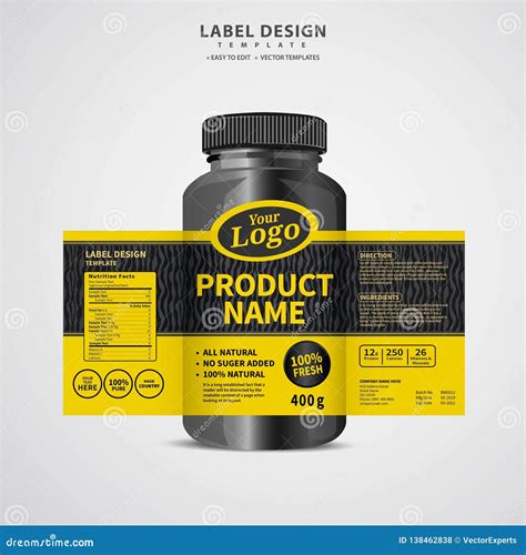 Bottle Label, Package Template Design, Label Design, Mock Up Design Label Template Stock Vector ...