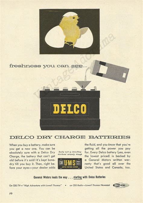 DELCO AUTOMOBILE BATTERIES Original 1958 Vintage Color Print - Etsy