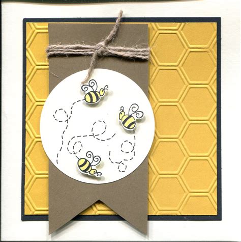 Handmade Card. Bee card with honeycomb embossed background. My version ...