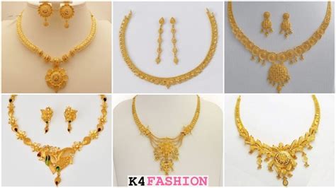 Latest Light Weight Short Gold Necklace Designs - K4 Fashion