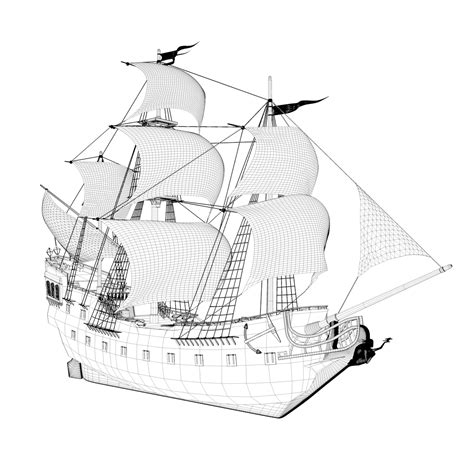 sailing galleon pirate 3d model