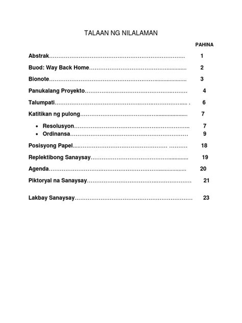 Talaan NG Nilalaman | PDF