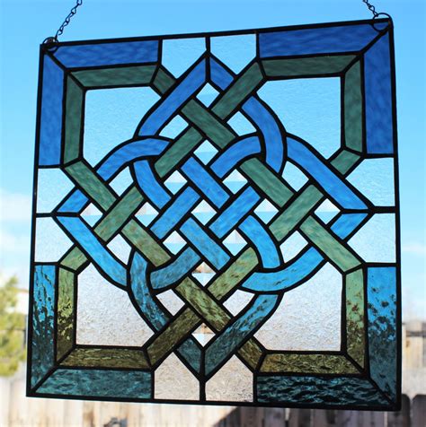 CELTIC STAINED GLASS Window Panel Suncatcher Celtic Knot | Etsy