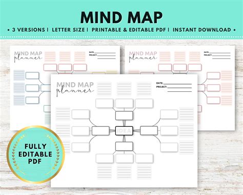 Paper Paper & Party Supplies Mind Map Template Instant Download Brainstorm Map Printable Mind ...