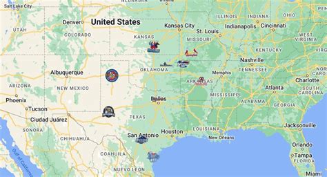 Texas League Teams Map with logos | Texas League Teams Location - FTS ...