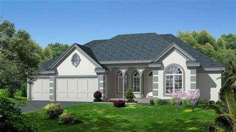 Plan 18549WB: Single-Story Stucco Home Plan with Walkout Basement | Stucco homes, Mediterranean ...