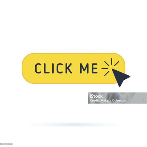 Click Button With Hand Pointer Clicking Click Me Vector Web Button Isolated Website Yellow Bar ...