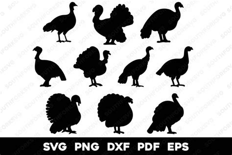 10 Turkeys, Simple Game Birds Silhouette Bundle 1