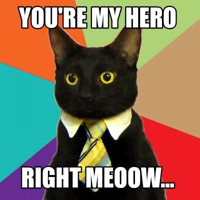 Meme Creator - Funny You're my hero Right meoow... Meme Generator at MemeCreator.org!