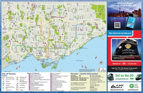 Map of Toronto tourist: attractions and monuments of Toronto