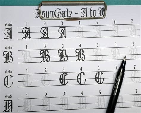 Modern Gothic Calligraphy Practice Sheets for Adult Alphabet - Etsy