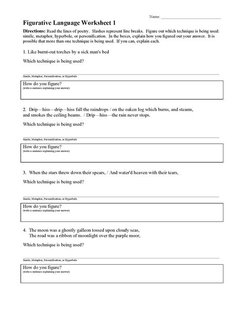 Free Printable Figurative Language Worksheets