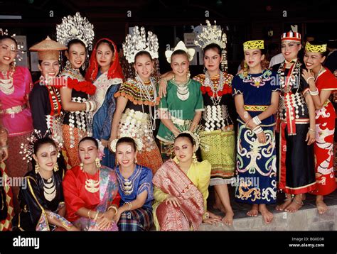 Traditional costumes, Sarawak, Borneo, Malaysia, Southeast Asia, Asia ...